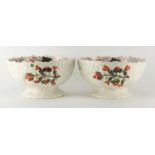 Pair of 19th century Gaudy Welsh punch bowls, hand painted with flowers, each 29cm in diameter :