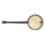 The Whirle banjo, impressed J. E. M Junior with carrying case, 92cm in length :For Further Condition