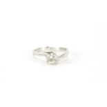 Unmarked white gold diamond solitaire ring, size J, 2.4g :For Further Condition Reports Please Visit