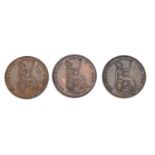 Three George III farthings comprising dates 1827, 1828 and 1830 :For Further Condition Reports