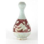 Chinese garlic neck stoneware vase, incised with phoenixes amongst clouds, 31cm high :For Further