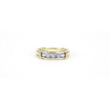 9ct gold purple stone ring, size O, 2.7g :For Further Condition Reports Please Visit Our Website.