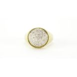 9ct gold diamond cluster cabochon design ring, size R, 5.7g :For Further Condition Reports Please