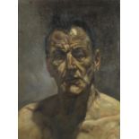 After Lucian Freud - Self portrait, oil, framed, 63.5cm x 47cm :For Further Condition Reports Please