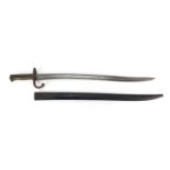 French Military interest long bayonet with scabbard, 71cm in length :For Further Condition Reports