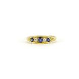 18ct gold sapphire and diamond ring, Birmingham 1911, size O, 3.1g :For Further Condition Reports