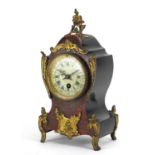 19th century French boulle clock with enamel dial, the movement with impressed marks and numbered