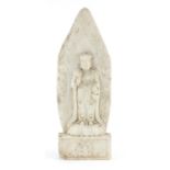 Thai white marble carving of a deity, 41.5cm high :For Further Condition Reports Please Visit Our