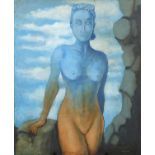 Surreal nude female, oil on canvas, bearing a signature Magritte, unframed, 61cm x 50cm :For Further