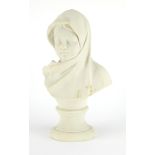 White marble style bust of a young female, 34.5cm high :For Further Condition Reports Please Visit
