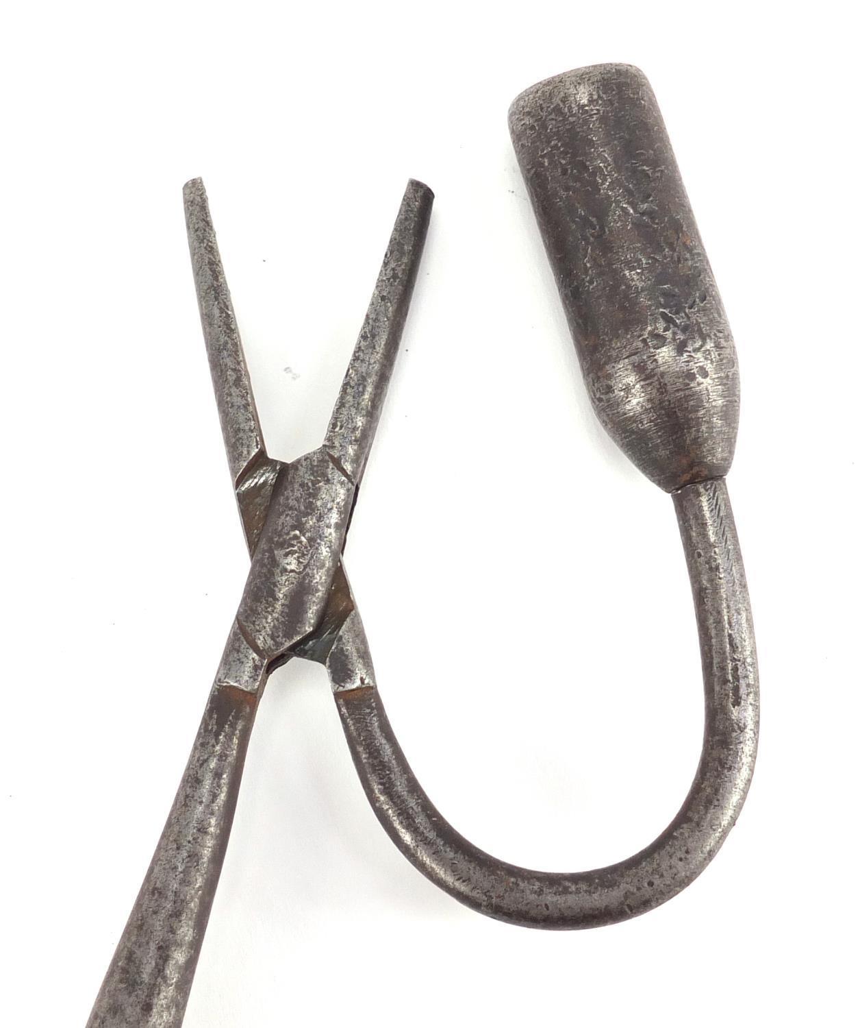 18th century steel rush light holder, 18cm in length :For Further Condition Reports Please Visit Our - Image 4 of 4