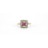 9ct gold pink and clear stone ring, size O, 3.6g :For Further Condition Reports Please Visit Our