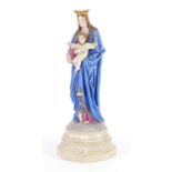 Continental hand painted porcelain figure group of Madonna and child, 36.5cm high :For Further