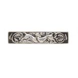 Scottish sterling silver Iona bar brooch depicting griffins, 7cm long, 18.8g :For Further