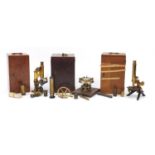 19th century and later scientific instruments with travel cases including a part Theodolite by