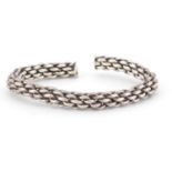 Chinese silver rope design bangle, impressed character marks to each end, 8.5cm wide, 65.8g :For
