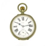 Gentleman's Goliath eight day pocket watch retailed by Asprey, the case numbered 3498320, 6.8cm in