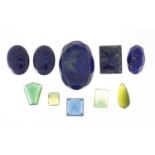 Ten gem stones comprising three citrine, 23.10ct, 17.73ct, 8.0ct, topaz 32.25ct, Madagascar topaz