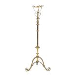 Victorian brass telescopic floor standing oil lamp, 125cm high :For Further Condition Reports Please