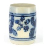 Antique Westerwald stoneware pottery mug with applied GR monogram, incised with flowers, 15.5cm high