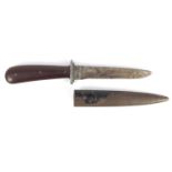 German World War II combat knife with sheath, the steel blade impress Gusstah Puma, 26.5cm in length