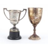 Two silver trophies, one with RAF athletic sports inscription, the largest 14cm high, 144.8g :For