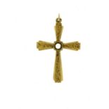 9ct gold crucifix pendant with The Lord's Prayer Stanhope, 3.5cm long, 4.9g :For Further Condition