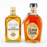 Two bottles of whiskey comprising Elijah Craig 12 years old and Glen Drummond aged 8 years :For