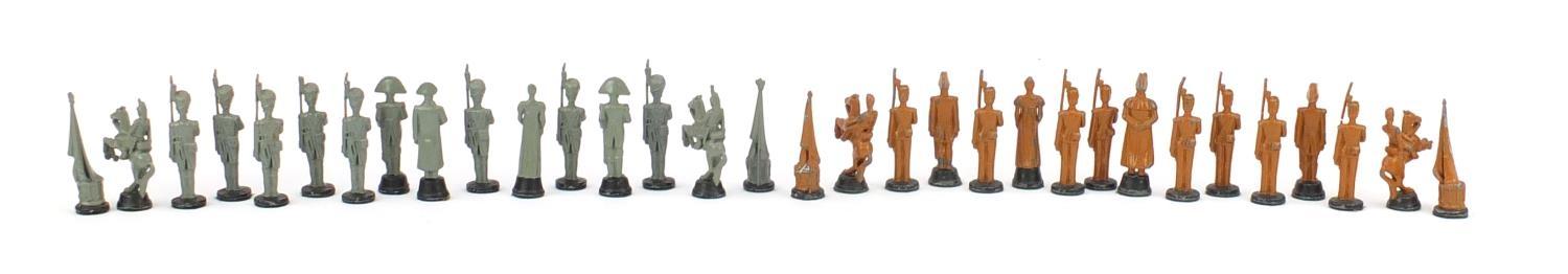 Hand painted lead Napoleon chess set, the largest piece approximately 7cm high :For Further - Image 7 of 13
