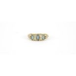 9ct gold green stone and diamond ring, size P, 2.2g :For Further Condition Reports Please Visit
