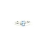 9ct white gold blue topaz and diamond ring, with certificate, size N, 1.4g :For Further Condition