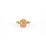 9ct gold cabochon carnelian ring, size U, 3.1g :For Further Condition Reports Please Visit Our