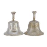 Two British Military interest victory bells, cast from the metal from the German aircraft