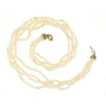 Four row pearl necklace with 9ct gold clasp, 40cm long, 46.0g :For Further Condition Reports