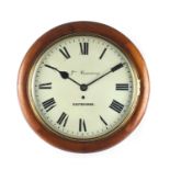 Railway interest Victorian fusee wall clock, the circular dial with Roman numerals inscribed Jas
