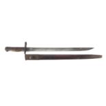 British Military 1913 Remington bayonet with scabbard, various impressed marks, 57.5cm in length :