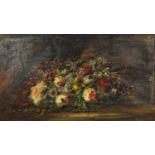 Still life flowers, 19th century oil on canvas, framed, 74cm x 42cm :For Further Condition Reports