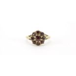 9ct gold garnet cluster ring, size O, 3.2g :For Further Condition Reports Please Visit Our