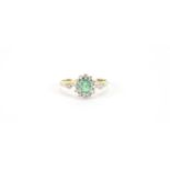 9ct gold emerald and diamond ring, size M, 1.6g :For Further Condition Reports Please Visit Our