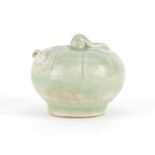 Chinese porcelain celadon glazed water dropper in the form of a fruit, 6.5cm high :For Further