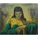 Vladimir Tretchikoff - Lady from the Orient, vintage print in colour on board, unframed, 70cm x 58cm