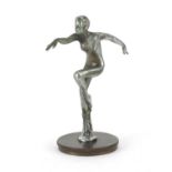Art Deco chrome car mascot in the form of a nude female dancer, 17.5cm high :For Further Condition
