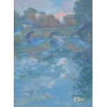 Oliver Byrne Warman - Folly Bridge, Oxford, oil on board, signed with monogram, inscriptions and