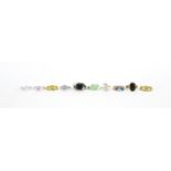 Ten silver rings, some set with semi precious stones and enamel, various sizes, 52.5g :For Further