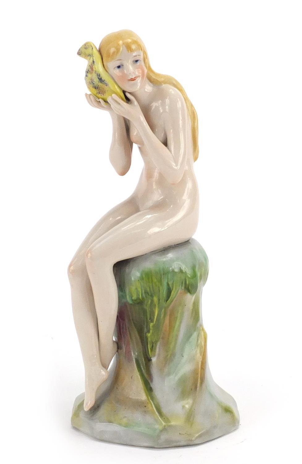 German Art Deco figurine of a nude female by Katzhutte, factory marks to the base, 22cm high :For