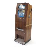 Vintage One Arm Bandit bell fuit slot machine, 154cm H x 59cm W (including the arm) x 48.5cm D :