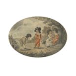 19th Century T B Freeman Aquatint- Children playing marbles, Mrs Trewineau delin, mounted and