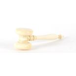 Masonic interest carved ivory gavel, 14.5cm in length :For Further Condition Reports Please Visit