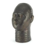 Large African Benin bronze bust of a tribesman, 34cm high :For Further Condition Reports Please