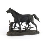 Large Russian bronzed study of a horse, signed to the base, 39cm in length :For Further Condition